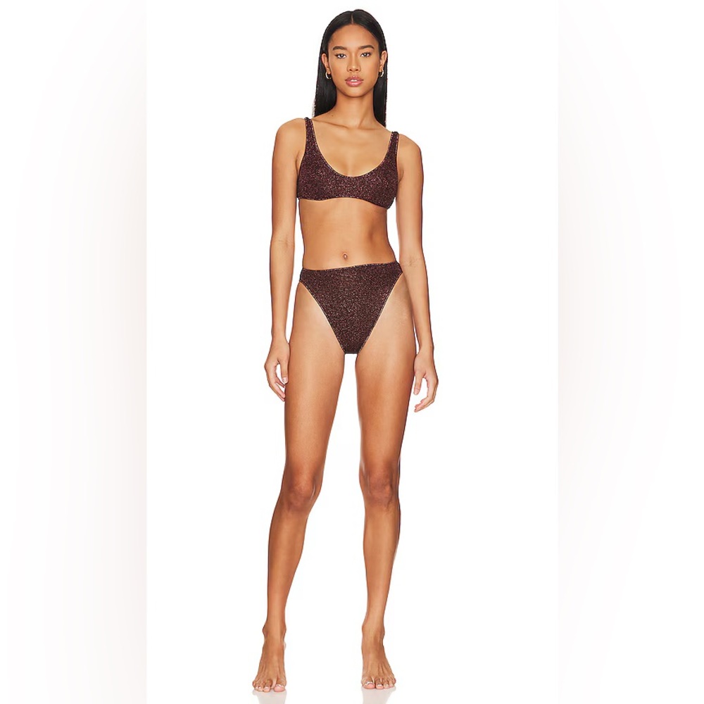 Oseree Lumiere Sporty 90's Bikini Set in Chocolate